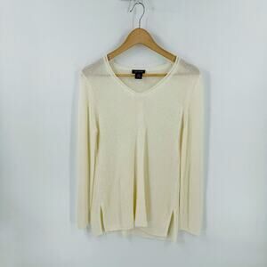 Sara Campbell Cream Linen Blend Knit Lightweight Sweater Size XS